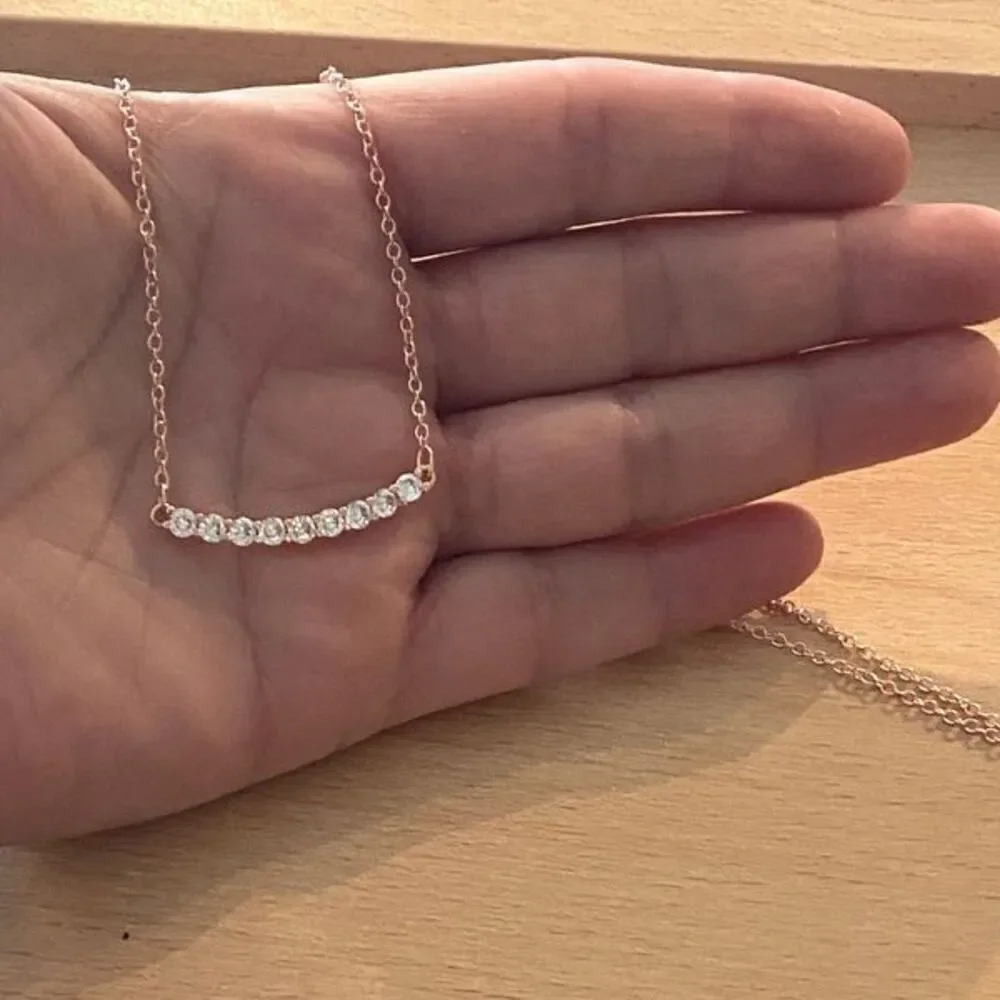 The Sweetest Rose Gold Plated white Sapphire Bar necklace